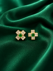 Emerald Spark Geometric Stud Earrings