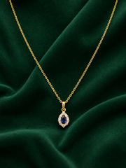 Royal Sapphire Teardrop Pendant Necklace