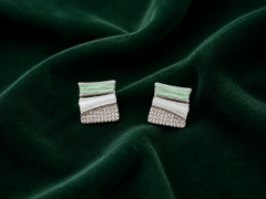 Mint Pearl Geometric Stud Earrings