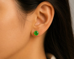 Royal Green Solitaire Stud Earrings