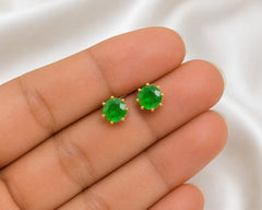 Royal Green Solitaire Stud Earrings