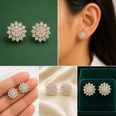 Floral Crystal Stud Earrings