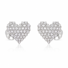 Sparkling Heart Crystal Stud Earrings