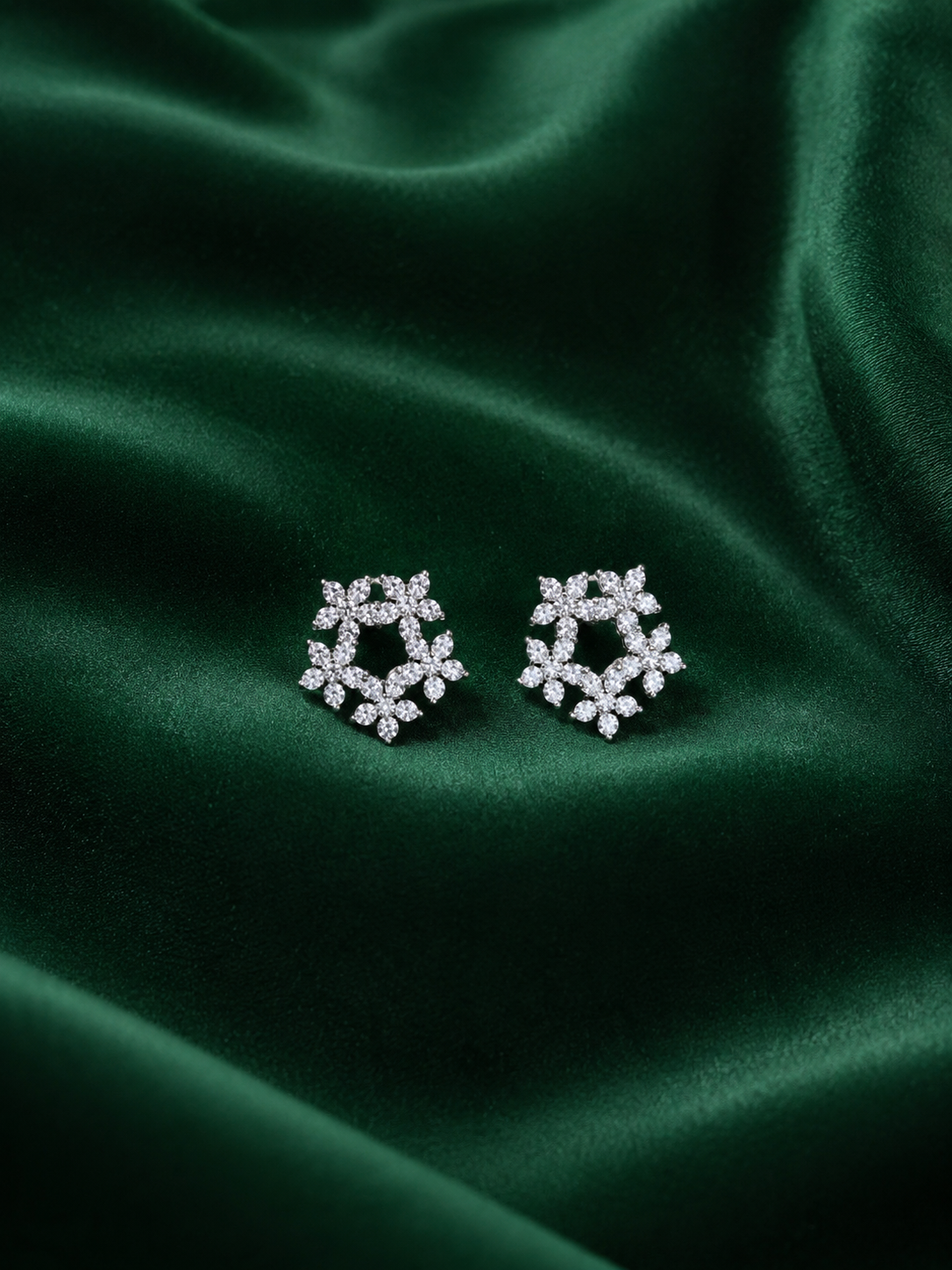 Crystal Blossom Wreath Stud Earrings