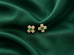 Emerald Spark Geometric Stud Earrings