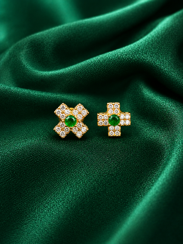 Emerald Spark Geometric Stud Earrings
