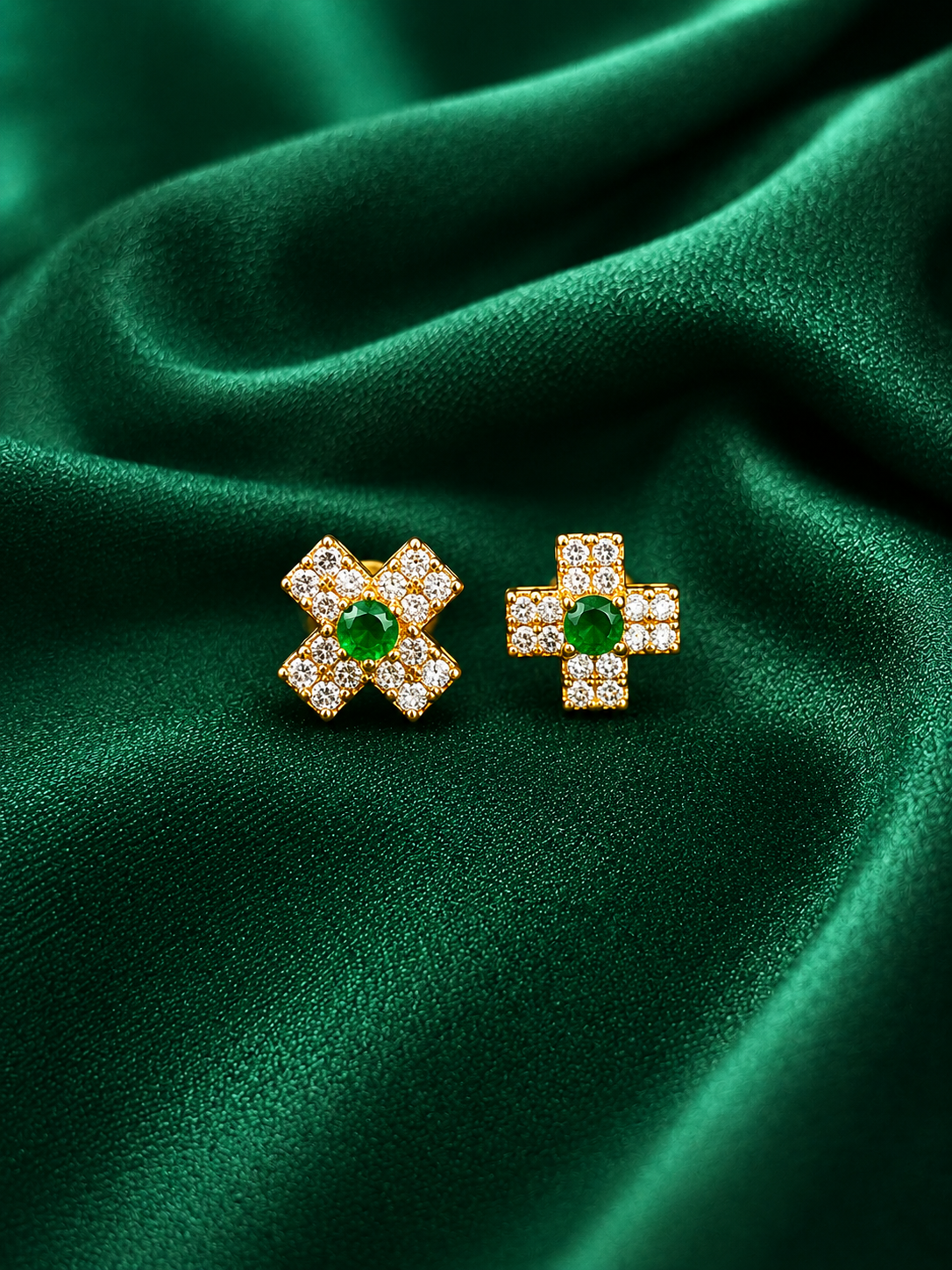 Emerald Spark Geometric Stud Earrings