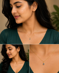 Midnight Sapphire Teardrop Pendant Necklace