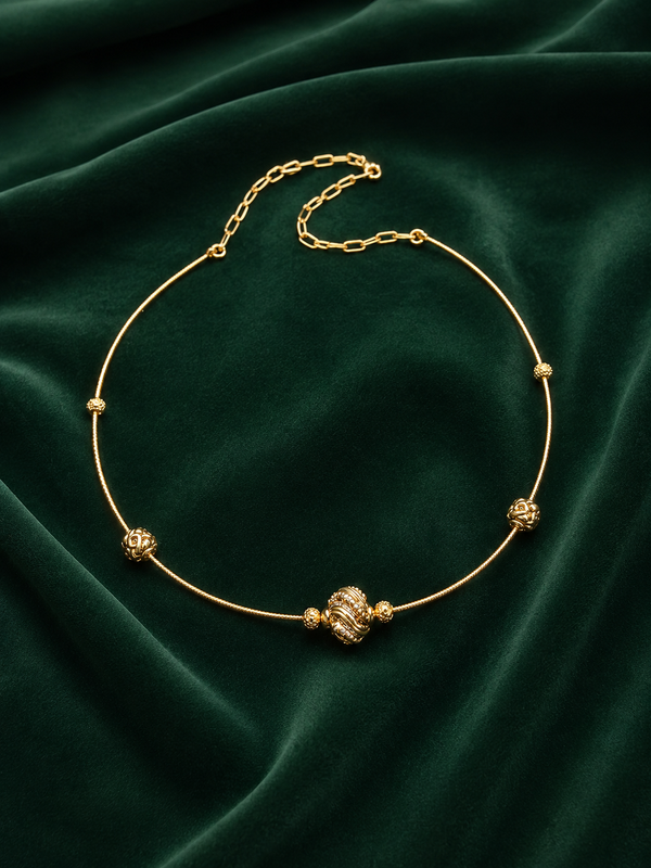 Celestial Orb Gold Bead Necklace