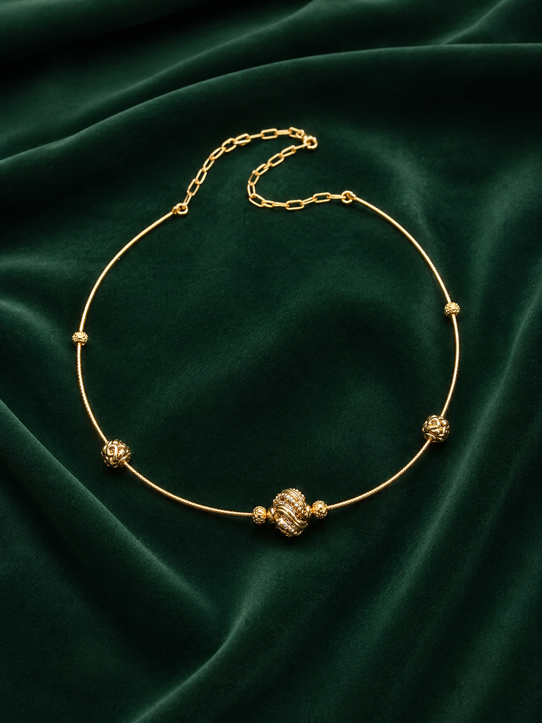 Celestial Orb Gold Bead Necklace