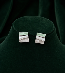 Mint Pearl Geometric Stud Earrings