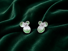 Emerald Pearl Mouse Stud Earrings