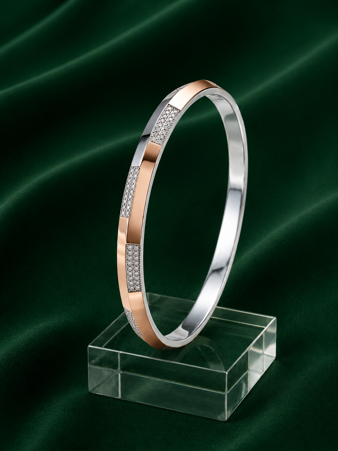 Aurora Rose Gold Crystal Bangle