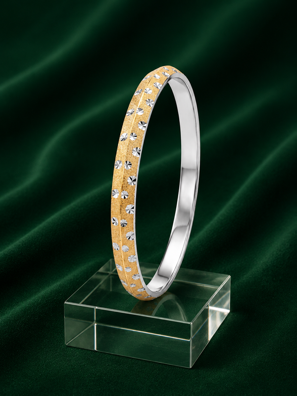 Golden Radiance Diamond-Cut Bangle
