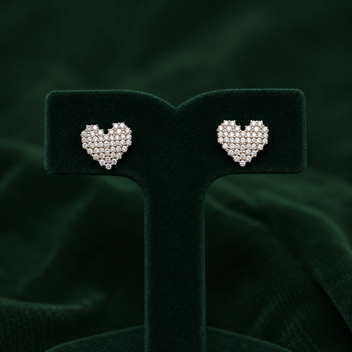 Luxury Pave Heart Crystal Stud Earrings