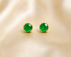 Royal Green Solitaire Stud Earrings