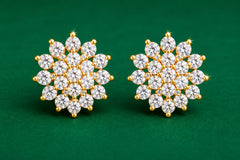 Floral Crystal Stud Earrings