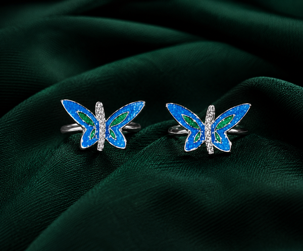 Azure Butterfly Adjustable Toe Ring