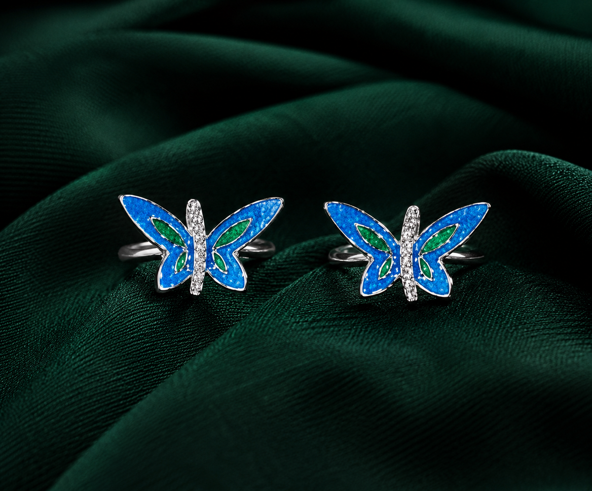 Azure Butterfly Adjustable Toe Ring